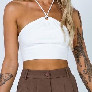 White backless crop top
